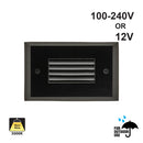 Horizontal RT05HV Single Gang LED Step Light/ Pathway Light, 100-240V or 12V 2W 3000K(Warm White) Black