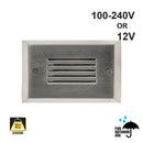 Horizontal RT05HV Single Gang LED Step Light/ Pathway Light, 100-240V or 12V 2W 3000K(Warm White) Brushed Nickel