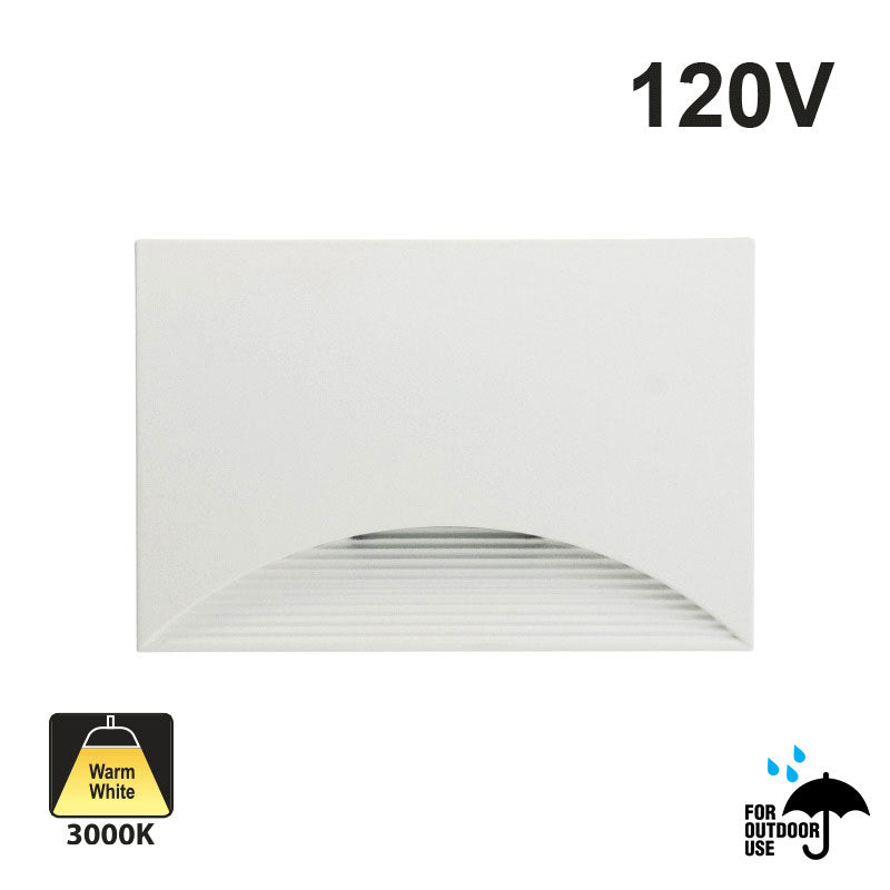ST0130KWH LED Step Light Horizontal White, 120V 5W 3000K(Warm White)
