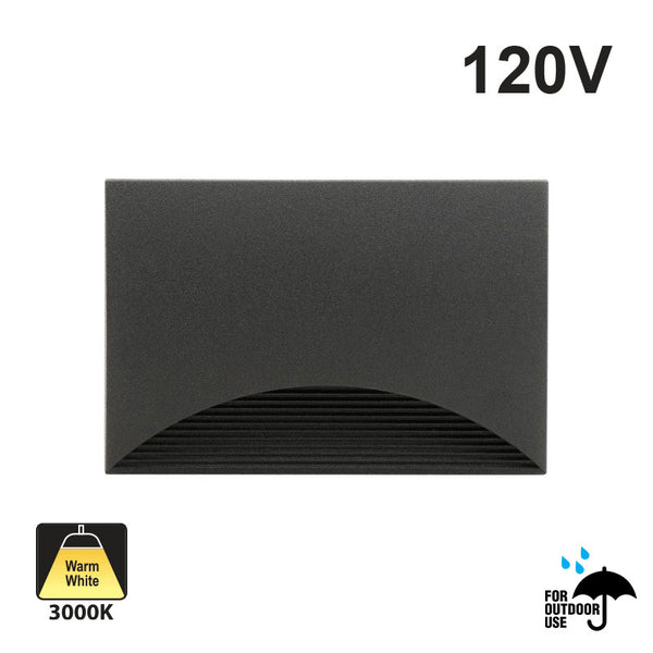 ST0130KBK LED Step Light Horizontal Black, 120V 5W 3000K(Warm White)
