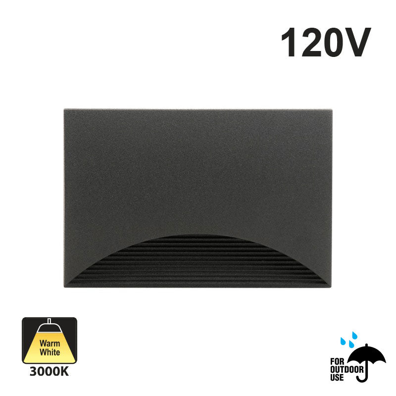 ST0130KBK LED Step Light Horizontal Black, 120V 5W 3000K(Warm White)