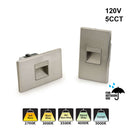 LSD-5CCTBN  Horizontal and Vertical Orientation Brushed Nickel LED Step Light 120V, 2W, Adjustable 5CCT(2.7K, 3K, 3.5K, 4K, 5K)