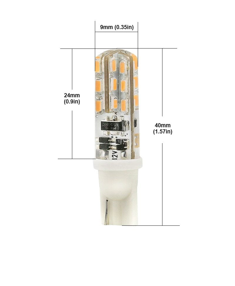 T10 Wedge Base, 194 LED Bulb, 12V 1W 3000K(Warm White)
