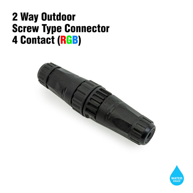 Outdoor Waterproof 2 Way Screw Type Connection Four Contact (RGB), lightsandparts