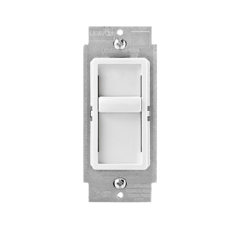 Leviton Decora SureSlide Universal 150W LED/CFL Incandescent Slide-To-Off Dimmer  White - ledlightsandparts