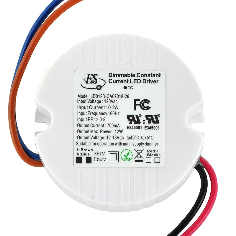 ES LD012D-CA07018-26 Constant Current LED Driver, 700mA 12-18V 12W max - ledlightsandparts