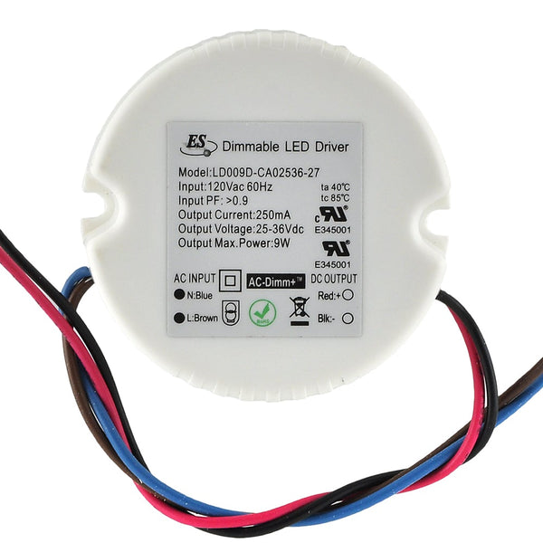 ES LD009D-CA02536-27 Constant Current LED Driver, 250mA 25-36V 9W max - ledlightsandparts
