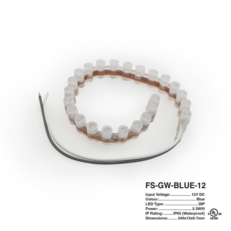 24cm(9.4inch) Great Wall DIP LED Strip FS-GW-Blue-12, 12V 0.19(w/ft) Blue - ledlightsandparts