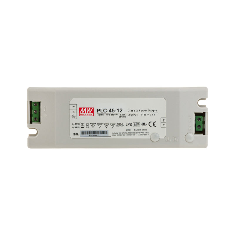 Mean Well PLC-45-12 Non-Dimmable LED Driver, 12V 3.8A 45W - ledlightsandparts