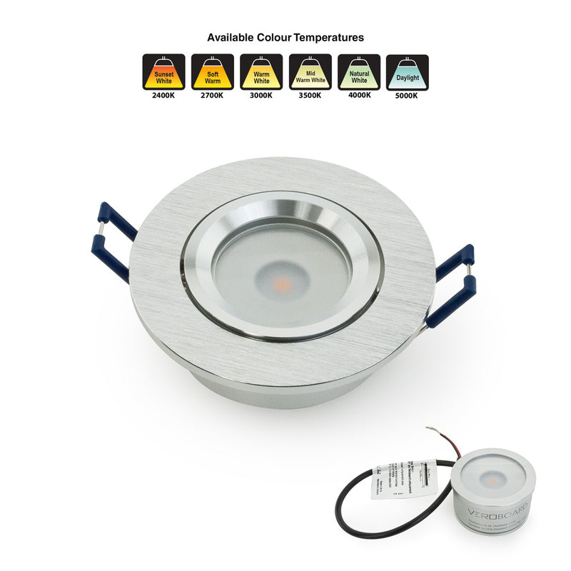 VBD-MTR-70T Recessed LED Light Fixture, 3 inch Round Recessed Brushed Chrome - ledlightsandparts