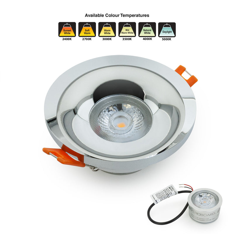 VBD-MTR-2C Recessed LED Light Fixture, 2.5 inch Round Chrome - ledlightsandparts