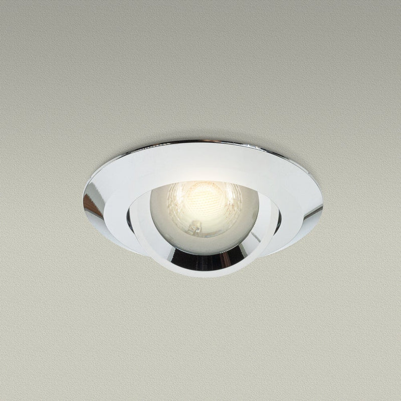 6C MR16 Light Fixture (Chrome), 3 inch Round Recessed lighting Surface Adjustable Gimbal Trim - ledlightsandparts