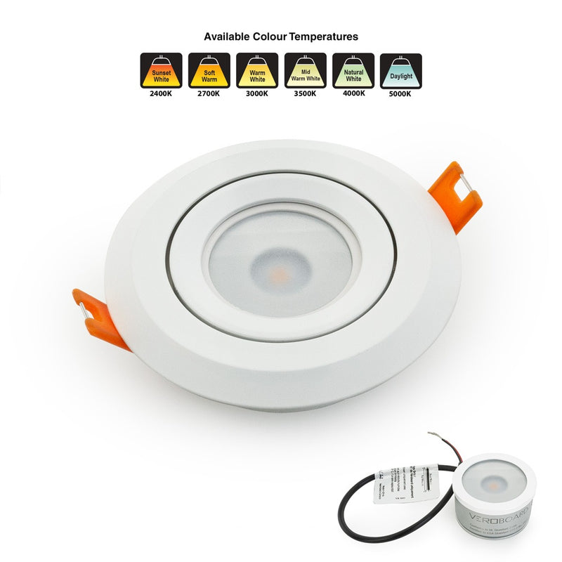 VBD-MTR-6W Recessed LED Light Fixture, 3 inch Round White - ledlightsandparts
