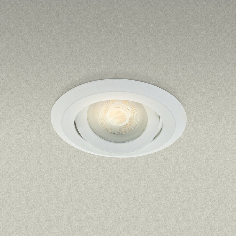 6W MR16 Light Fixture (White), 3 inch Round Recessed lighting Surface Adjustable Gimbal - ledlightsandparts