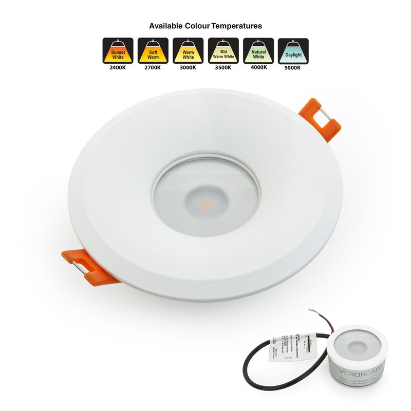 VBD-MTR-8W Recessed LED Light Fixture, 2.5 inch Round White