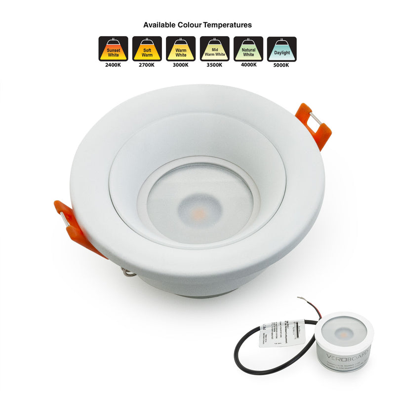 VBD-MTR-10W Recessed LED Light Fixture, 2.5 inch Round White - ledlightsandparts