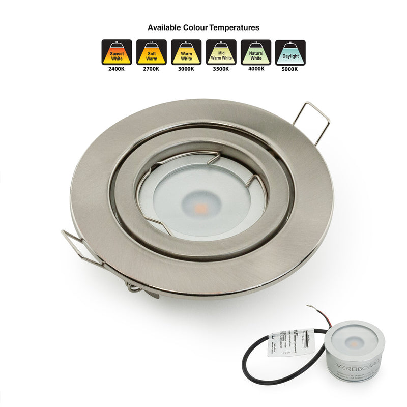 VBD-MTR-65T Recessed LED Light Fixture, 3 inch Round Nickel Chrome