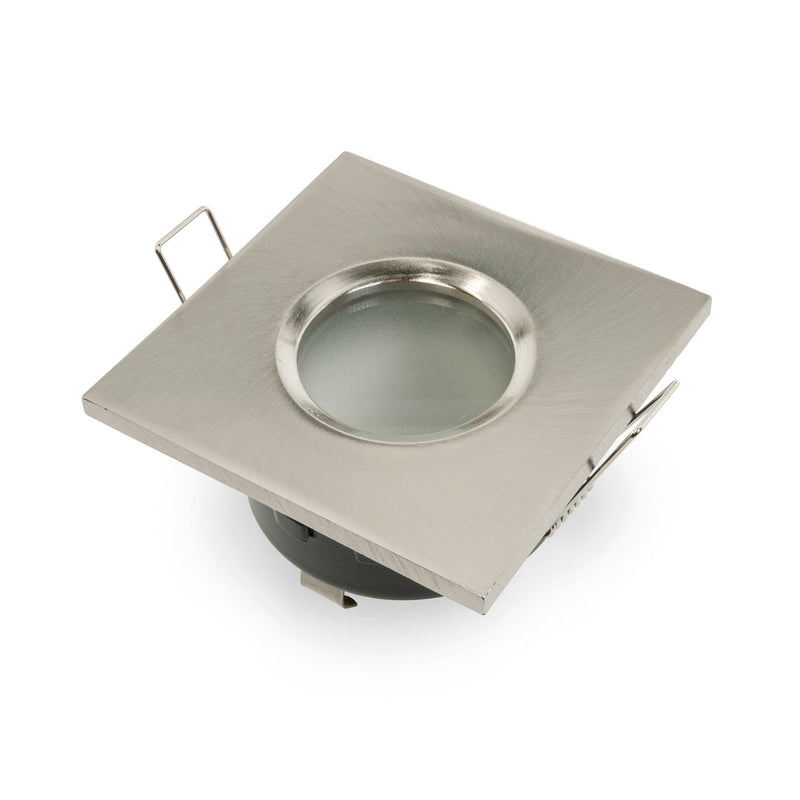 T-62 MR16 Light Fixture (Nickel Chrome), 3 inch Square Pinhole Trim with Frosted Glass Diffuser - ledlightsandparts