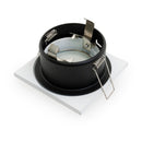 T-61 MR16 Light Fixture (White), 2.75 inch Square Pinhole Trim with Frosted Glass Diffuser - ledlightsandparts