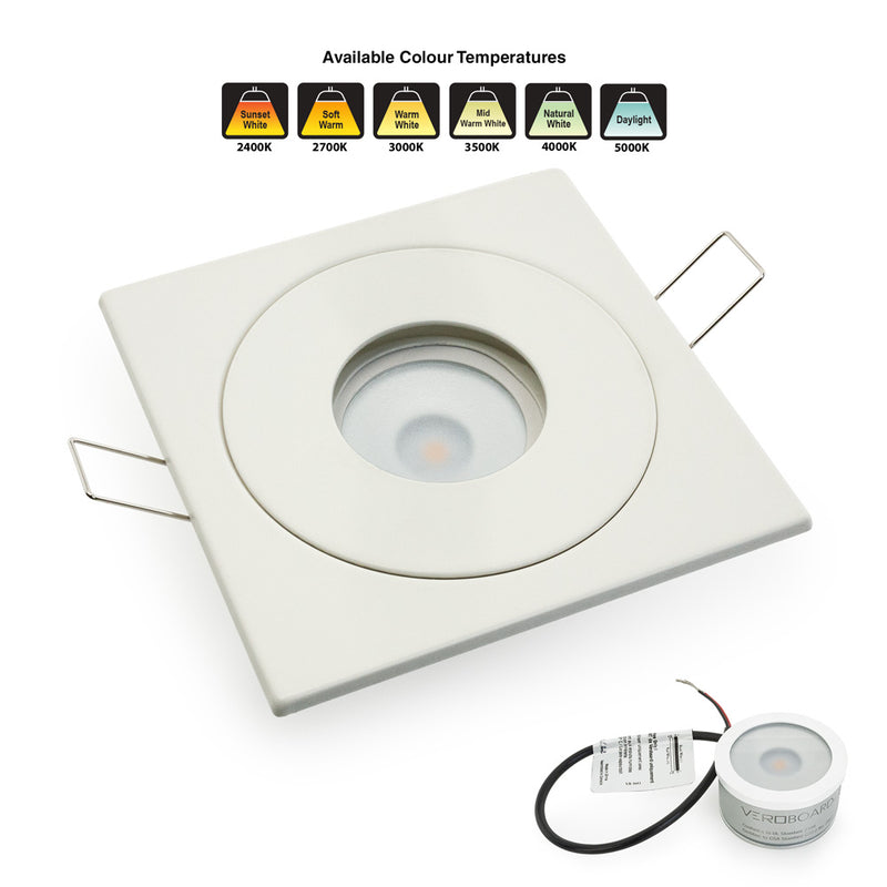 VBD-MTR-59T Recessed LED Light Fixture, 3.5 inch Square White