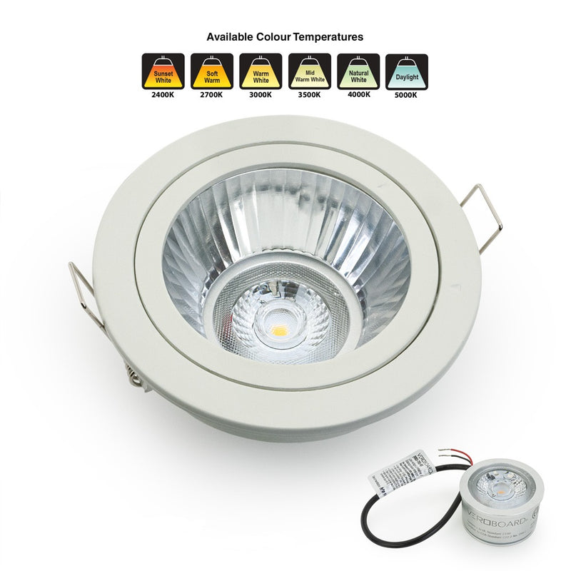 VBD-MTR-54T Recessed LED Light Fixture, 3.5 inch Round White
