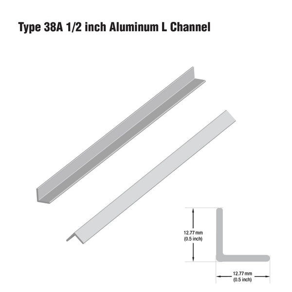 Type 38A 1/2Inch Aluminum L Channel 3.65Meter (12ft) - ledlightsandparts