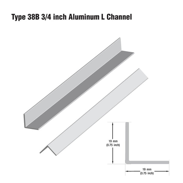 Type 38B 3/4Inch Aluminum L Channel 3.65Meter (12ft) - ledlightsandparts