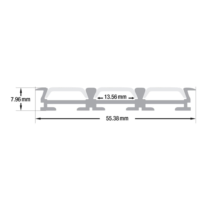 Type 6 - 3 Channel Surface Mount LED Profile Housing for LED Strip Lights 3 Meters (118inch) - ledlightsandparts