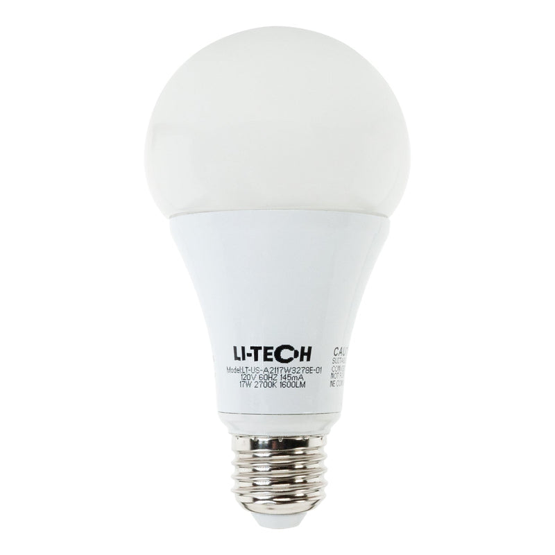 Li-Tech A21 LED Bulb, 120V 17W Equivalent 100W 2700K(Soft White) - ledlightsandparts