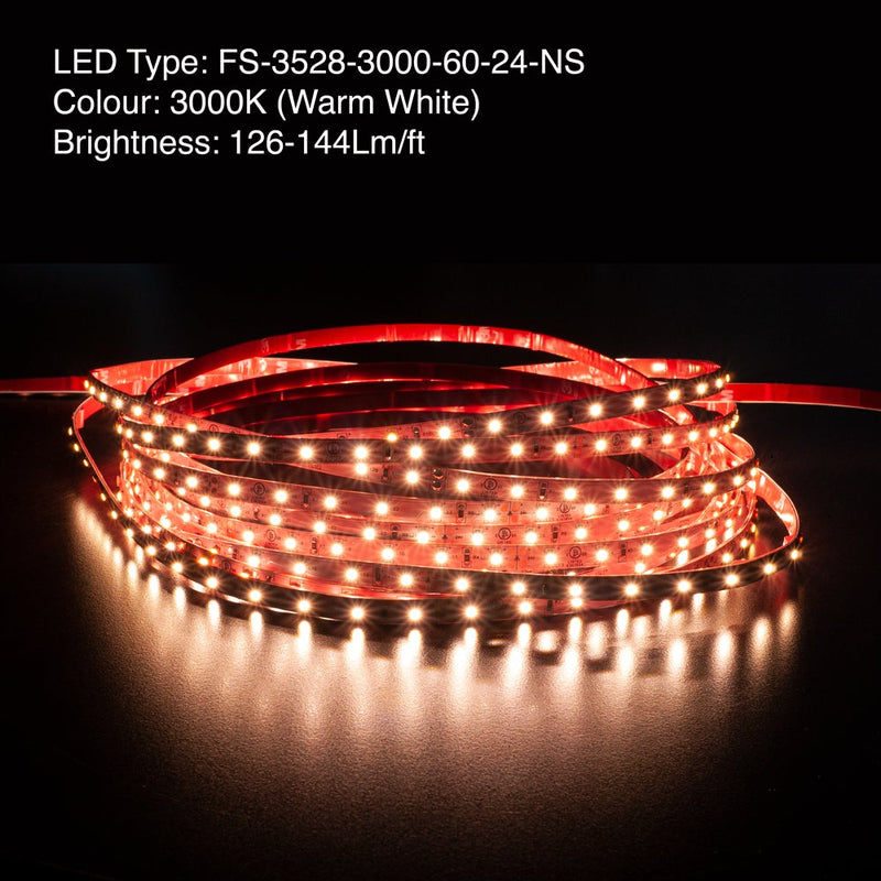 10M(32.8ft) Indoor LED Strip 3528, 24V 1.5(w/ft) 126-144(Lm/ft) 60(LEDs/m) CCT(2.7K, 3K, 6K), lightsandparts