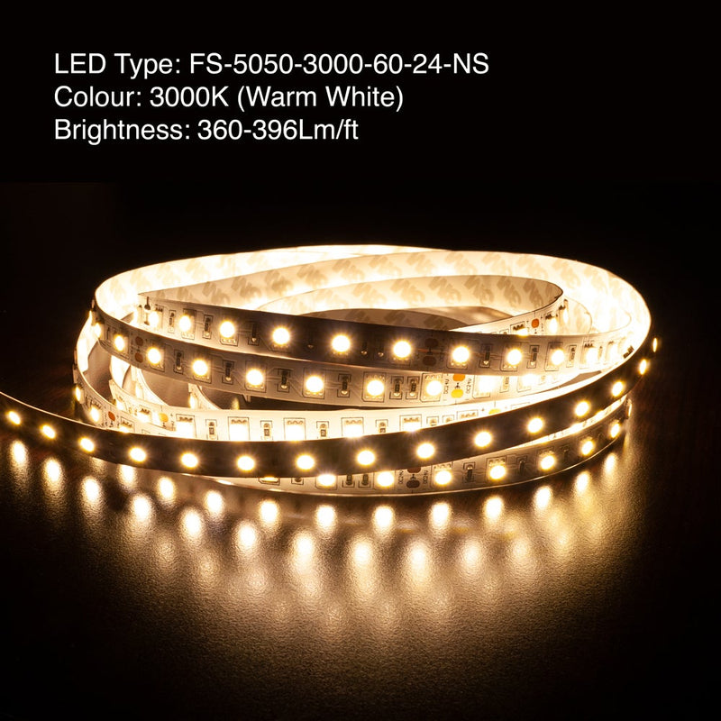 5M(16.4ft) Indoor LED Strip 5050, 24V 4.5(w/ft) 360-396(Lm/ft) 60(LEDs/m) CCT(3K, 4K, 6K) - ledlightsandparts