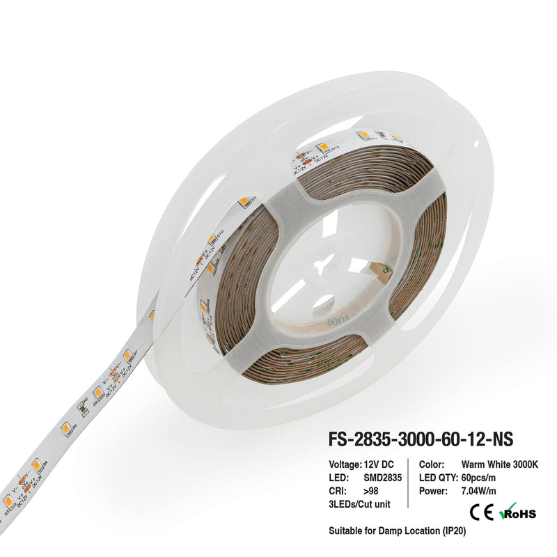 5M(16.4ft) Indoor LED Strip 2835, 12V 2(w/ft) 220-250(Lm/ft) 60(LEDs/m) CCT(3K, 6K) - ledlightsandparts