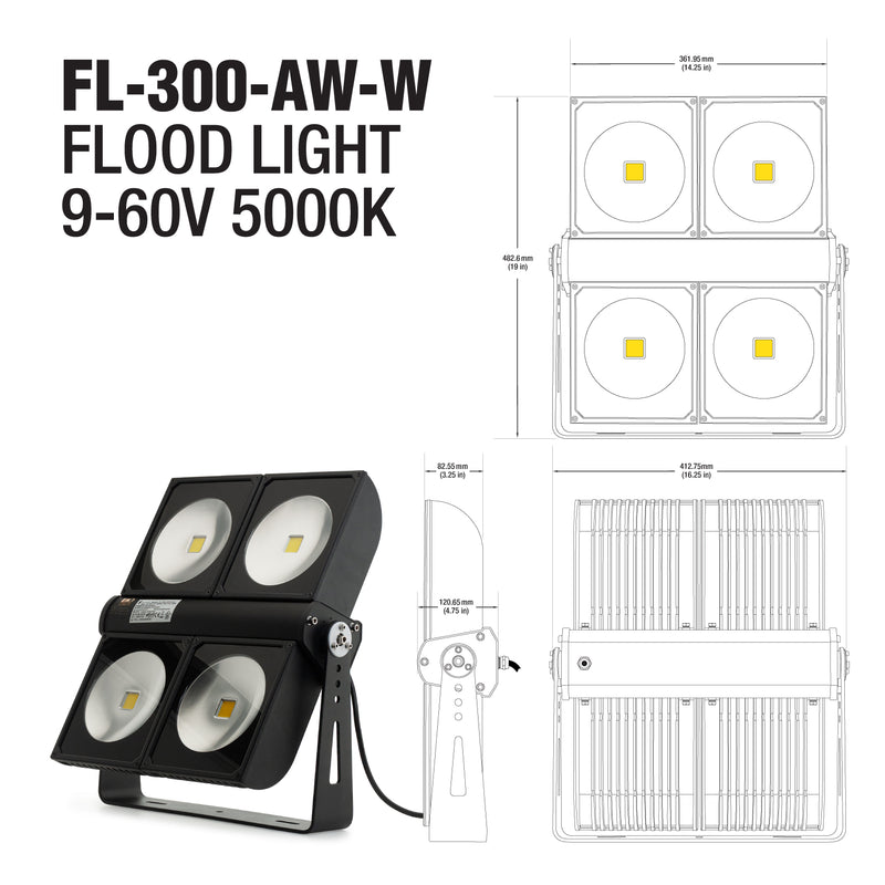 LED Outdoor Flood Light, 300W 120-277V 5000K(Daylight) - ledlightsandparts