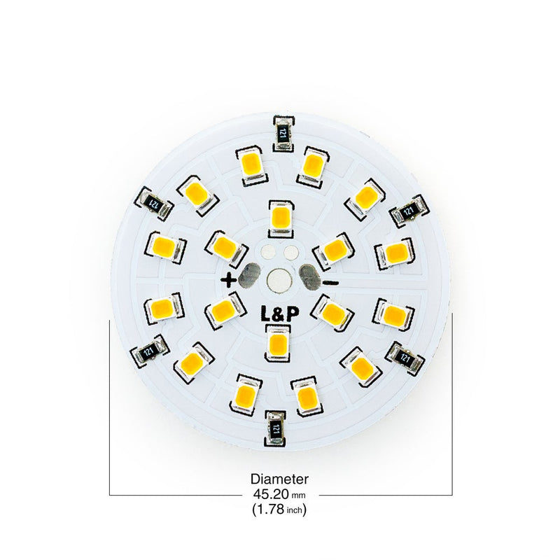 12V 18 SMD 3528 LED Flat Round PCB 2W Dimmable Warm White - ledlightsandparts