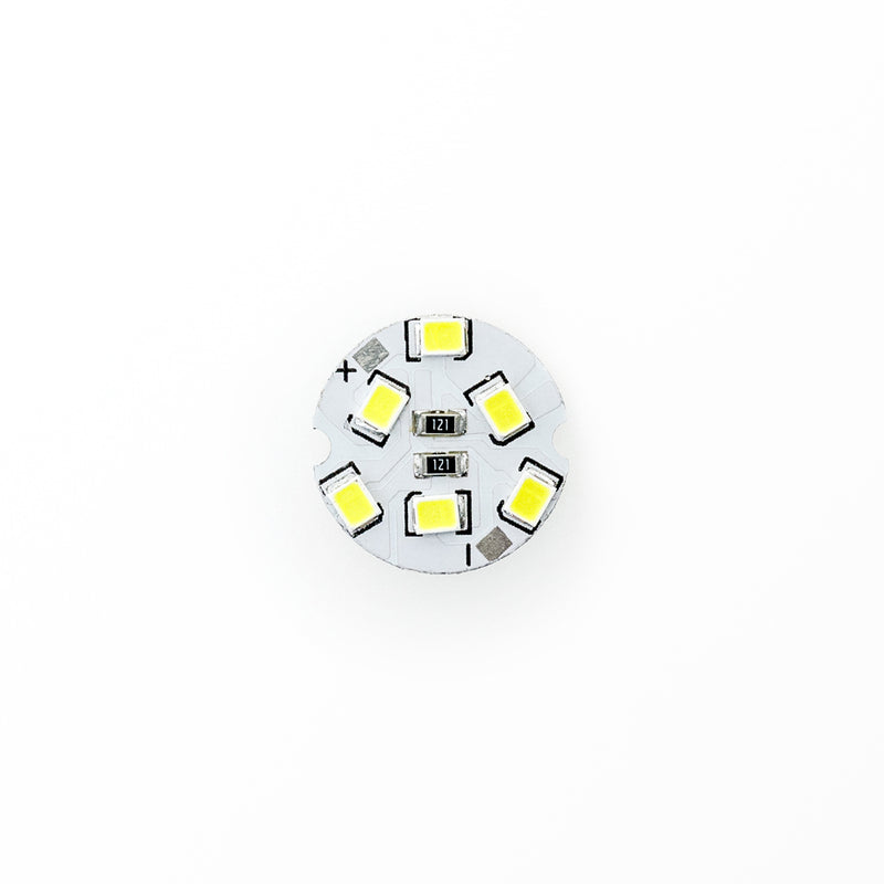 12V Flat Round PCB 6 SMD 3528 LED Cool White (6000K) - ledlightsandparts