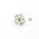 12V Flat Round PCB 6 SMD 3528 LED Cool White (6000K) - ledlightsandparts