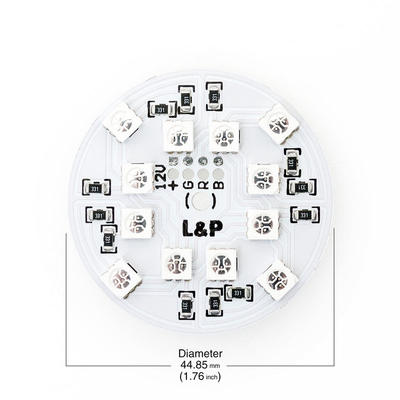 12V 12 SMD 5050 LED Flat Round PCB 2W RGB - ledlightsandparts