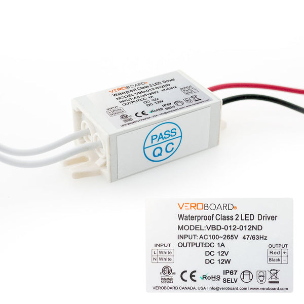 VBD-012-012ND Constant Voltage LED Driver, 12V 1A 12W - ledlightsandparts