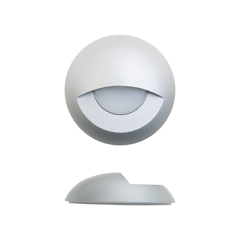 Round LED Step Light Eyelid Trim Silver Grey TYPE3 (3000K/RGB), lightsandparts