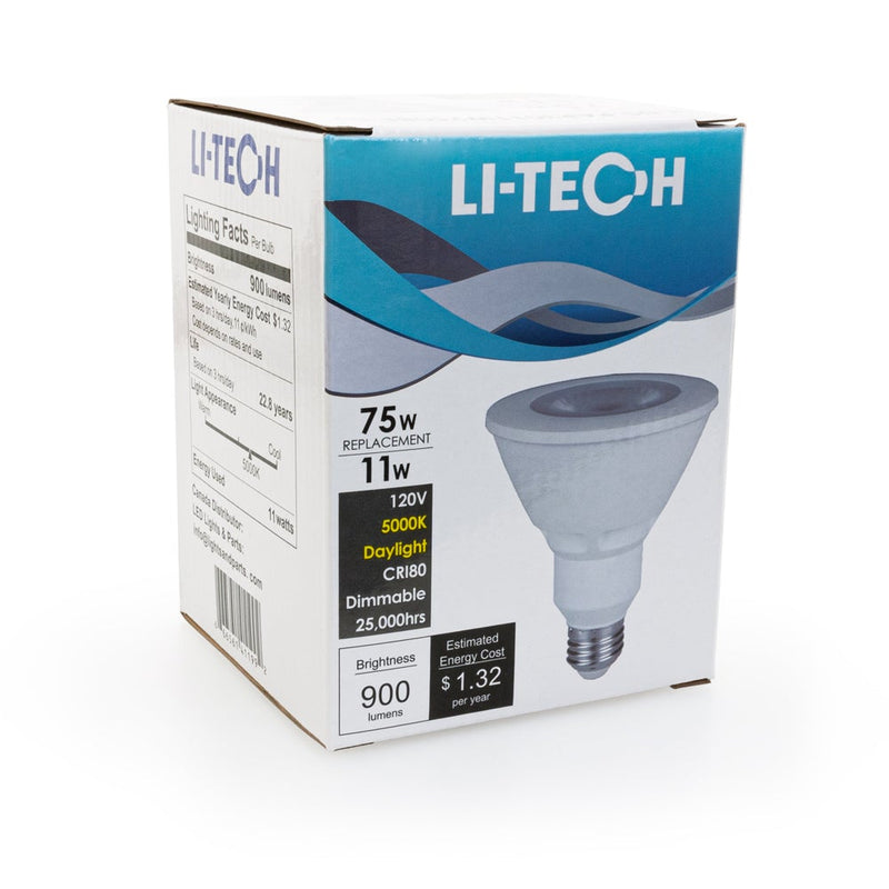Li-Tech PAR30 LED Bulb, 120V 11W Equivalent 75W 5000K(Daylight) - ledlightsandparts
