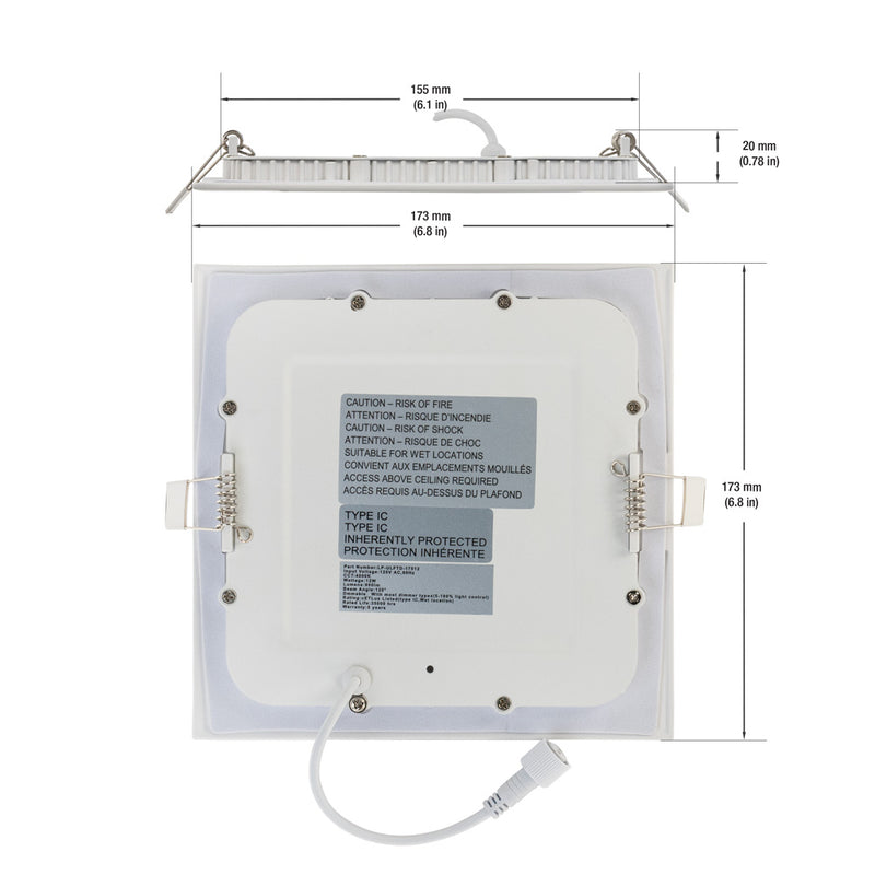 6 inch Square LED Panel Light LP-ULFTD-17512, 120V 12W 4000K(Natural W