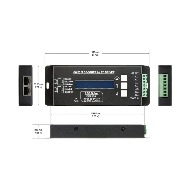 DE8236 RGBW DMX512 Decoder and LED Driver - ledlightsandparts