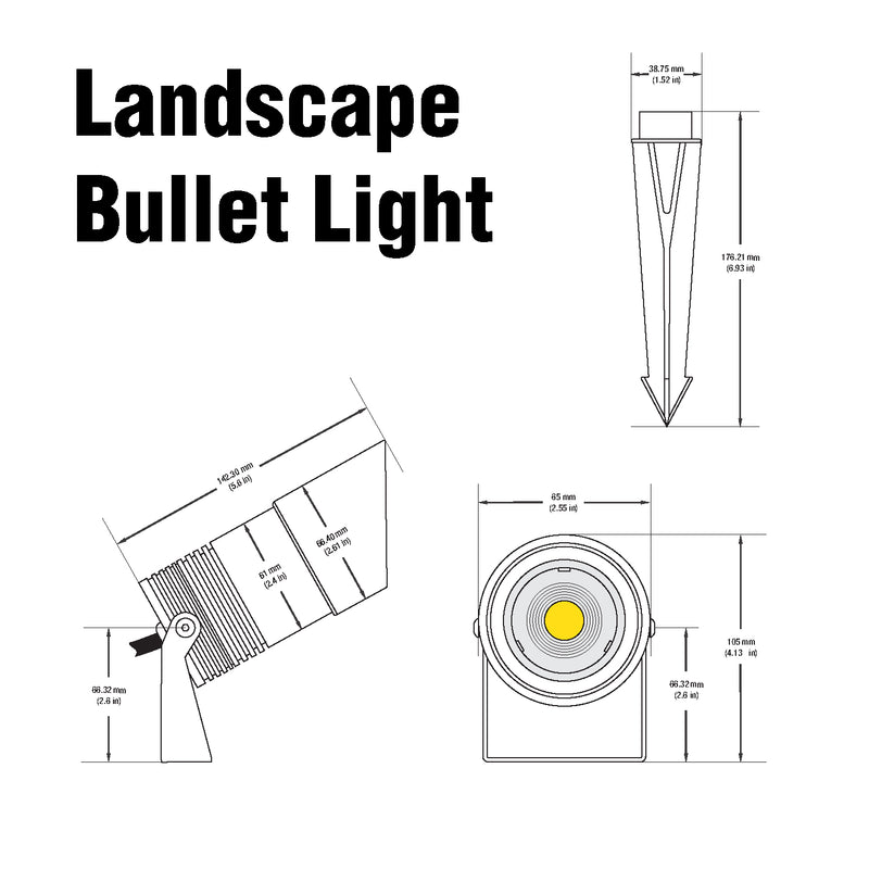 LED Landscape Bullet Light MR16 base - ledlightsandparts