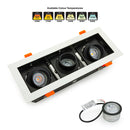 VBD-MTR-78T Recessed LED Light Fixture, 9 inch Triple Head Rectangular White - ledlightsandparts