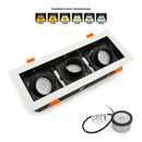 VBD-MTR-78T Recessed LED Light Fixture, 9 inch Triple Head Rectangular White - ledlightsandparts