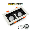 VBD-MTR-73T Recessed LED Light Fixture, 6 inch Double Head Rectangular White- ledlightsandparts