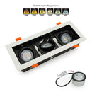 VBD-MTR-77T Recessed LED Light Fixture, 9 inch Triple Head Rectangular White- ledlightsandparts