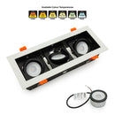 VBD-MTR-77T Recessed LED Light Fixture, 9 inch Triple Head Rectangular White- ledlightsandparts