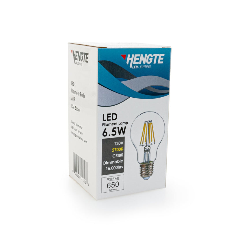 Hengte A19 LED Filament Bulb, 120V 6.5W 2700K(Soft White) - ledlightsandparts