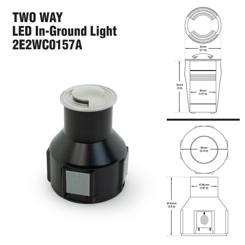 2E2WC0157 2 inch Two-Way LED In Ground Driveway light 24V 2.6W 3000K(Warm White), lightsandparts